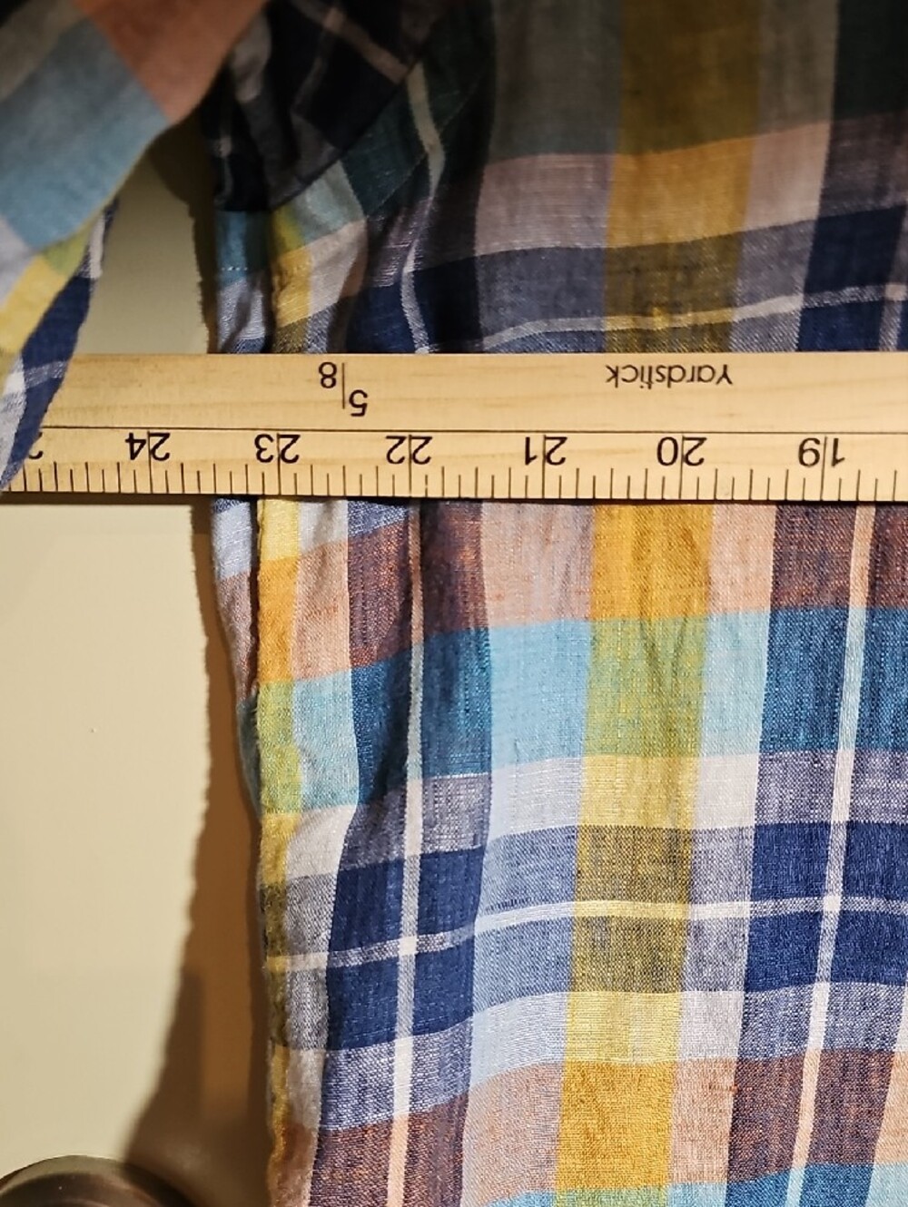 Tommy Bahama Plaid Button-Down Shirt in Blue, Yellow, Brown - Picture 6 of 6